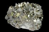 Cubic Pyrite, Chalcopyrite and Quartz Crystal Association - Peru #136197-2